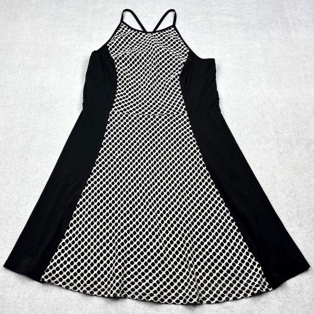 DR Collection Dress Womens 16 Black White Geometric Colorblock Halter Fit Flare
